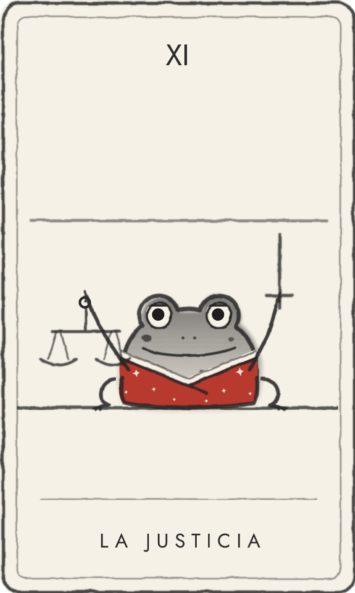 La Justicia, carta de tarot dibujada por la rana