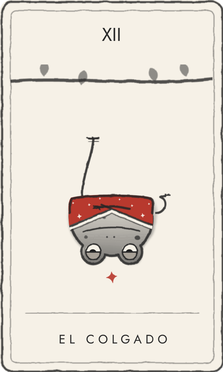 El Colgado, carta de tarot dibujada por la rana