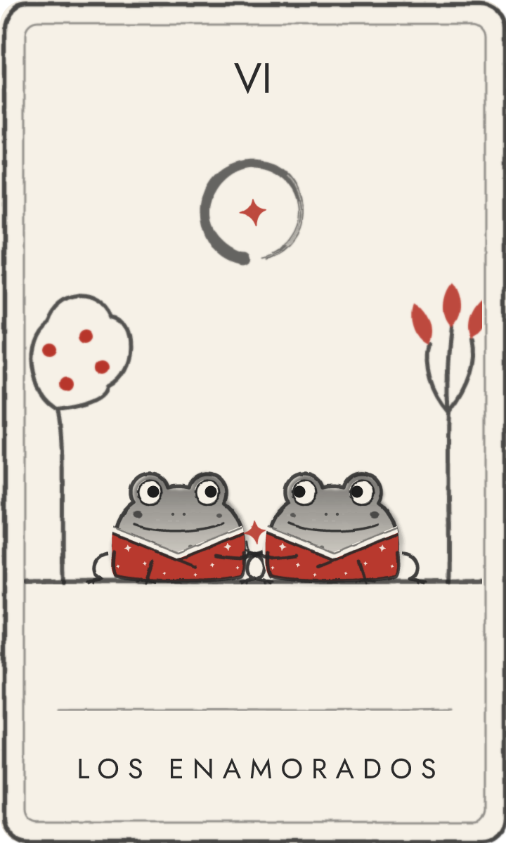 Los Enamorados, carta de tarot dibujada por la rana