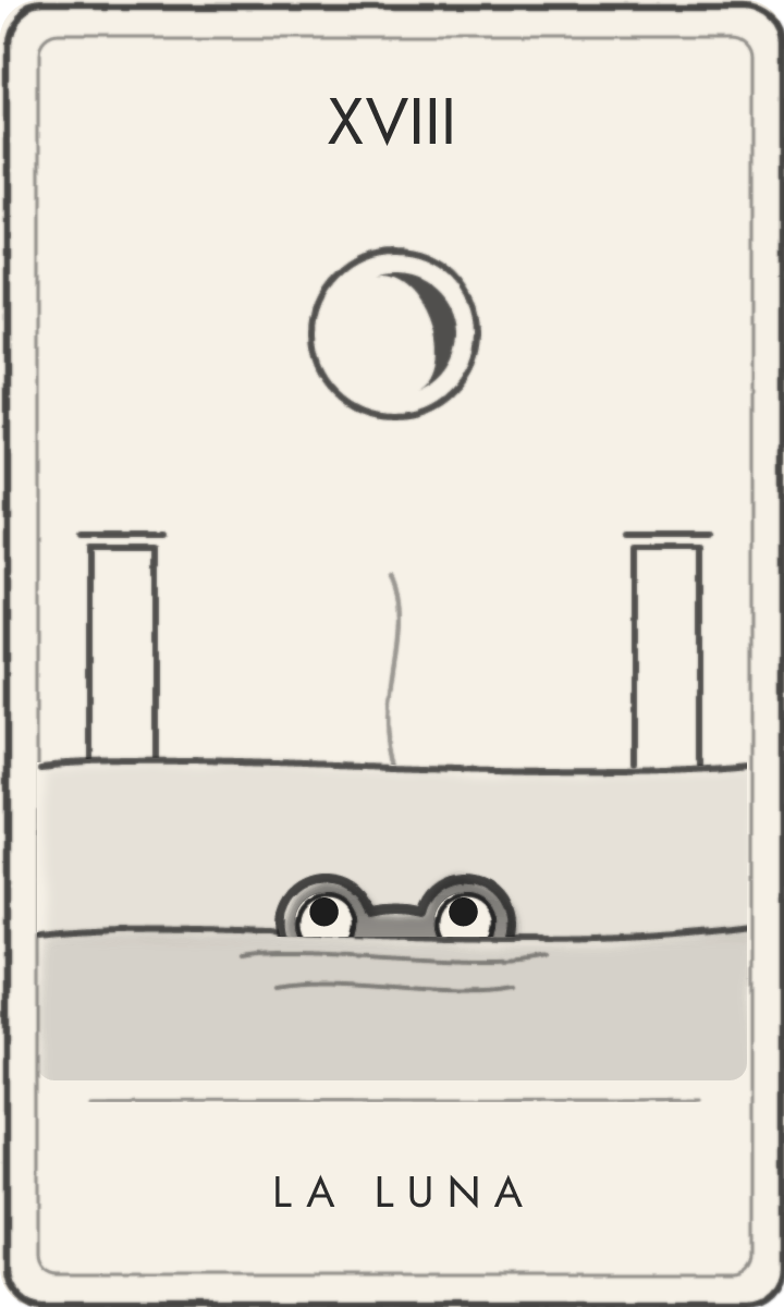 La Luna, carta de tarot dibujada por la rana