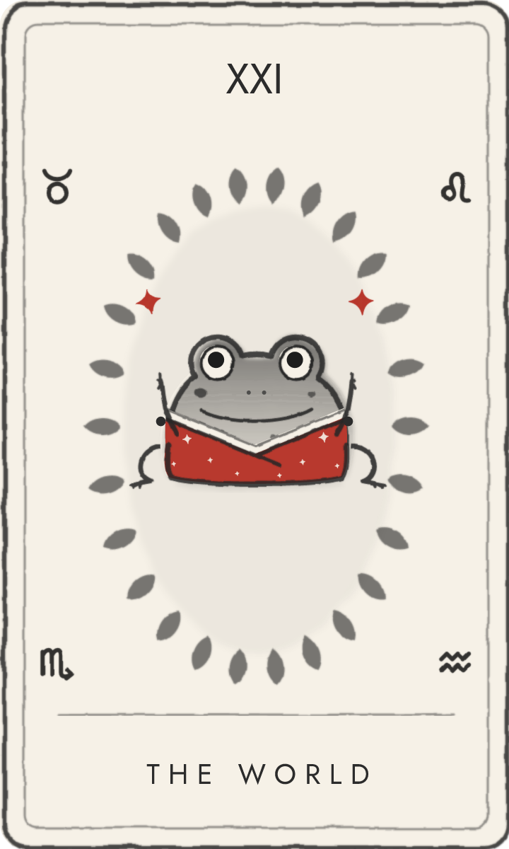 The World - tarot card drawn by the frog