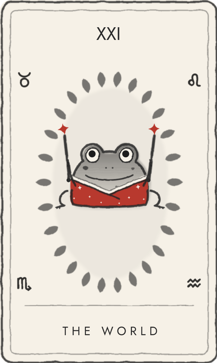 The World, reversed - tarot card drawn by the frog